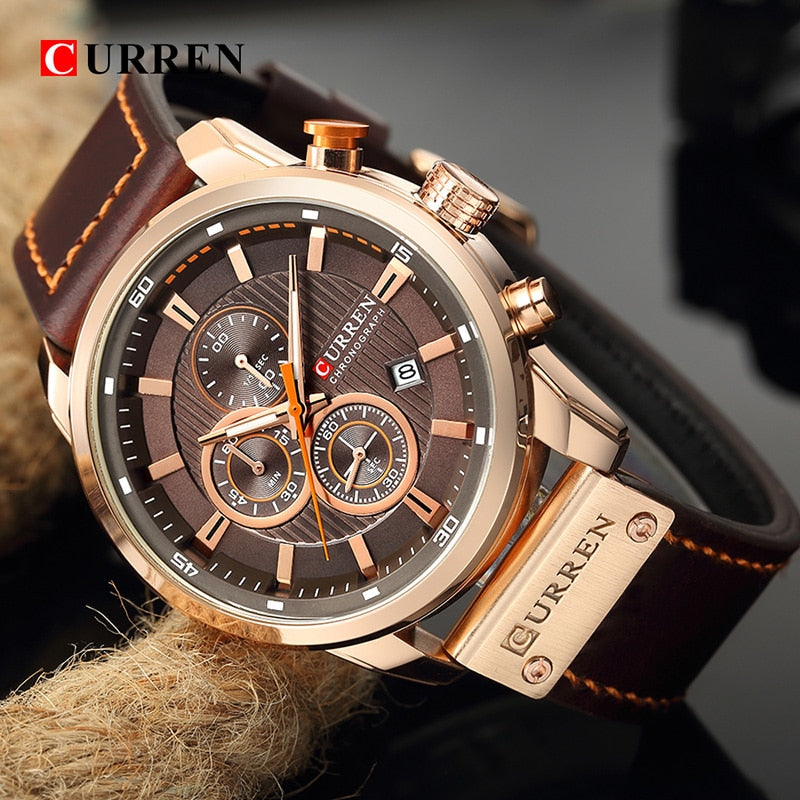 Montre en cuir Chrono Sport pour homme