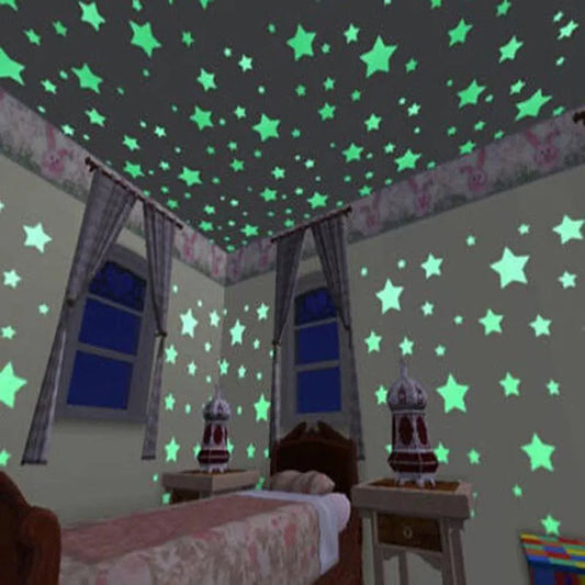 Stickers muraux étoiles lumineuses lueur dans la chambre des enfants