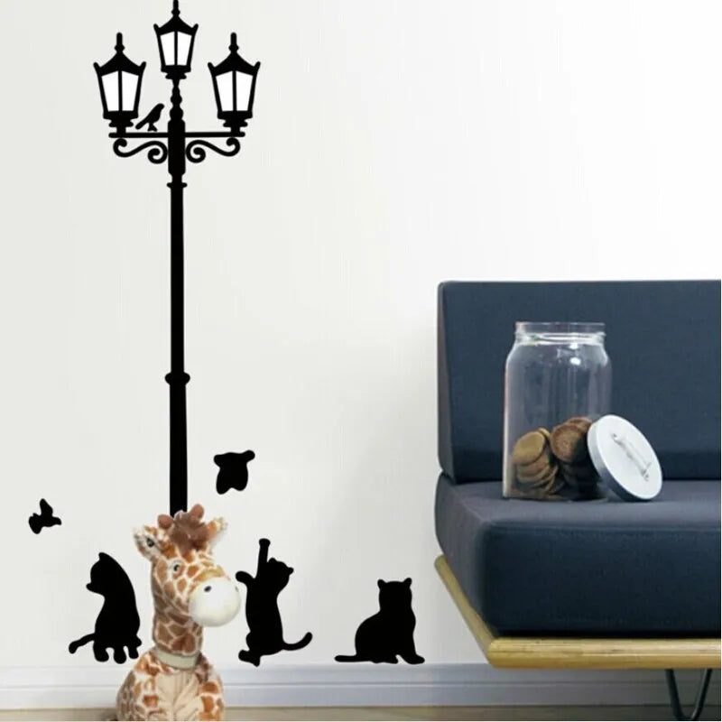 DIY Cartoon Cats and Birds Wall Sticker Mural