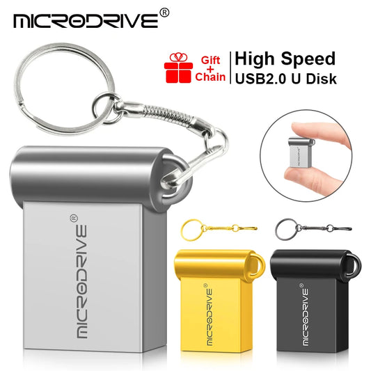 Mini-USB-2.0-Flash-Laufwerk aus Metall – 4 GB bis 512 GB mit Schlüsselanhänger