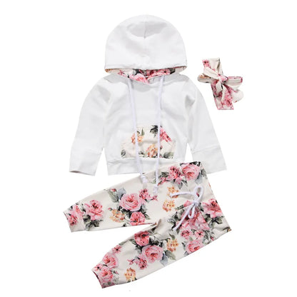 Autumn Baby Girl 3PCS Hooded Outfit