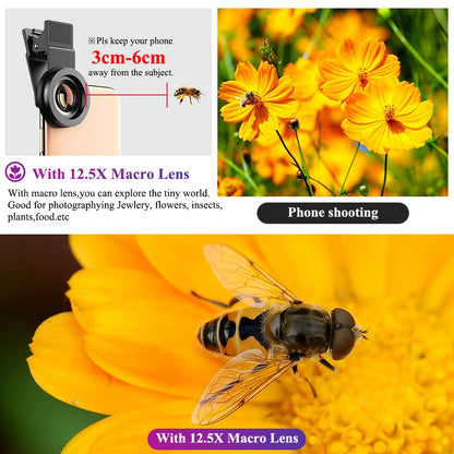 Phone Lens Kit - 0.45x Super Wide Angle & 12.5x Macro Micro Lens for Smartphone