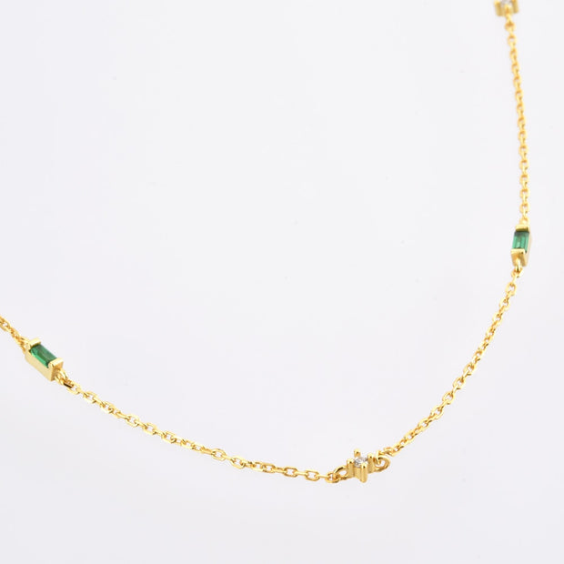 Gold Green Zircon Choker Necklace