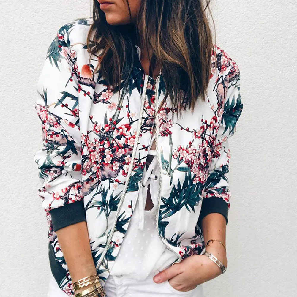 Women's Floral Print Bomber Jacket