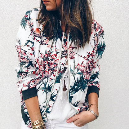 Women's Floral Print Bomber Jacket