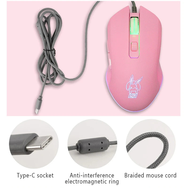 Colorful Glowing USB-C Gaming Mouse