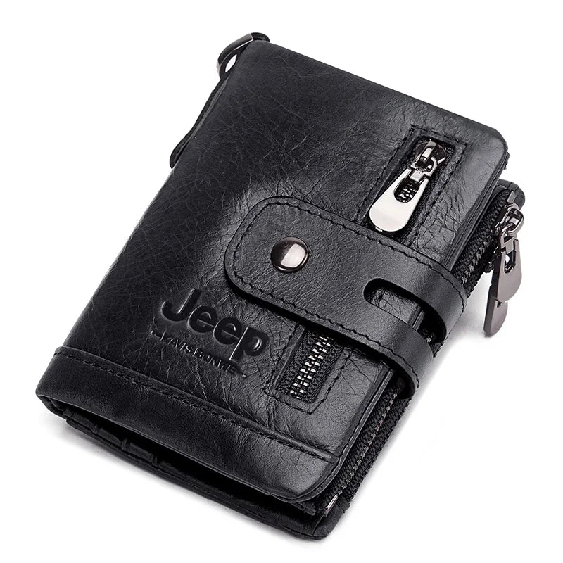 Compact Genuine Leather Men's Wallet with Coin Pocket