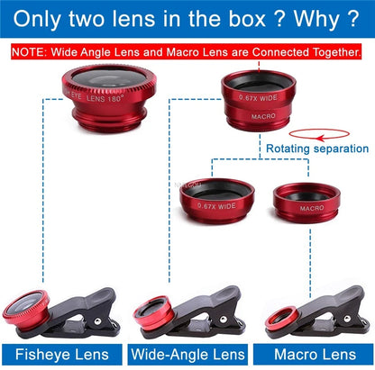 Portable 3-in-1 Fisheye Camera Lens for Smartphone