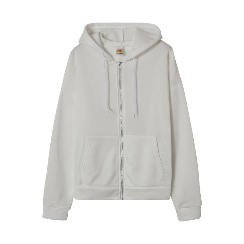 Gray Oversize Hooded Zip-Up Sweatshirt