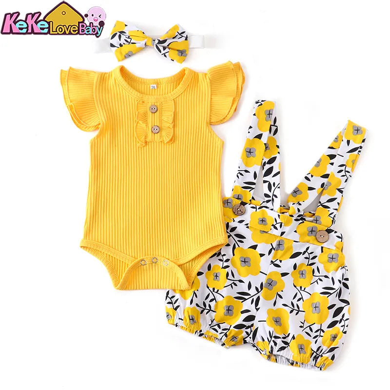 Adorable Baby Girl's Floral Sleeve Outfit Set