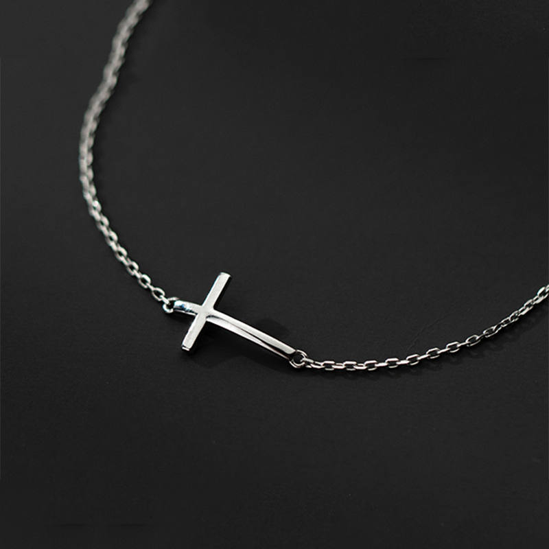 Geometric Gloss Cross Bracelet  Silver Jewelry