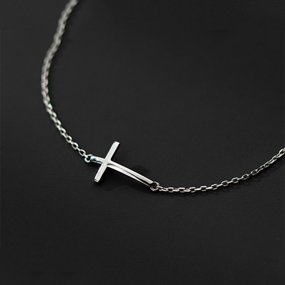 Geometric Gloss Cross Bracelet  Silver Jewelry