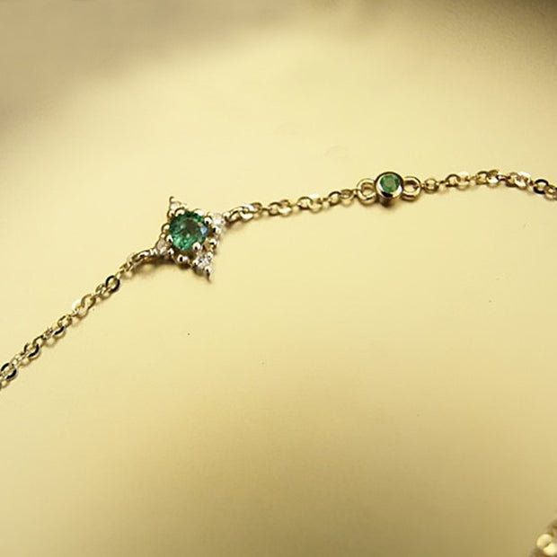 Retro Green Zircon Chain Bracelet