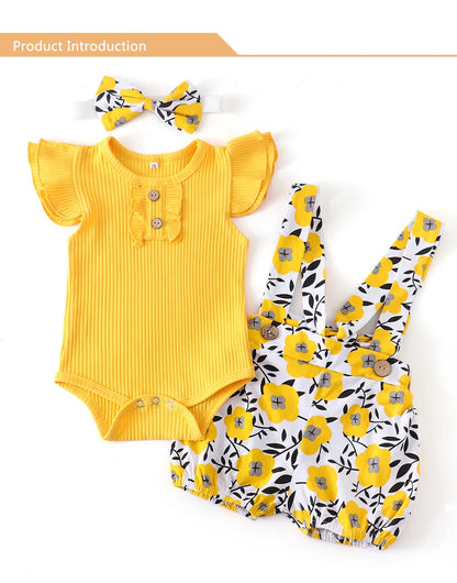 Adorable Baby Girl's Floral Sleeve Outfit Set