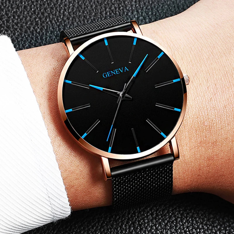 Montre minimaliste bleue pour homme 2024