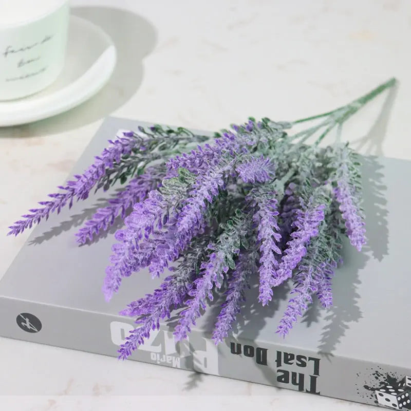 Lot de lavande en plastique floqué – Fleurs artificielles pour décoration d'intérieur