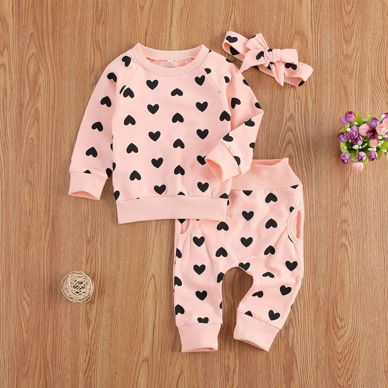 Adorable Baby Girl 3pc Hooded Outfit
