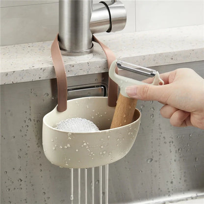 hanging kitchen sink sponge & drain basket, kitchen sink organizer, hanging sponge holder, sink drain basket, kitchen sink storage, sponge and scrubber holder, hanging sink basket, kitchen sink caddy, sink organizer basket, sponge rack for kitchen sink