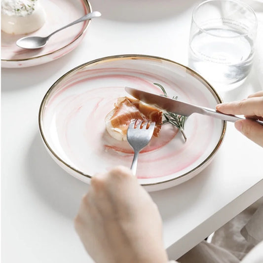 Pink Marble Dinnerware Set