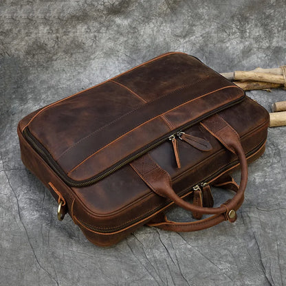 Genuine Leather Retro Laptop Briefcase