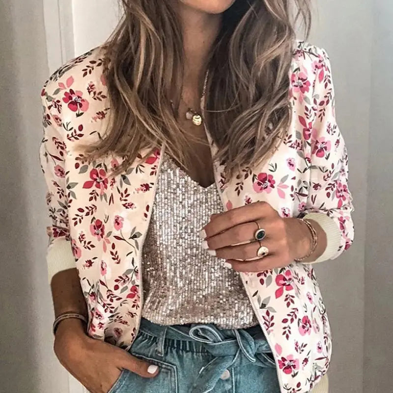 Women's Floral Print Bomber Jacket