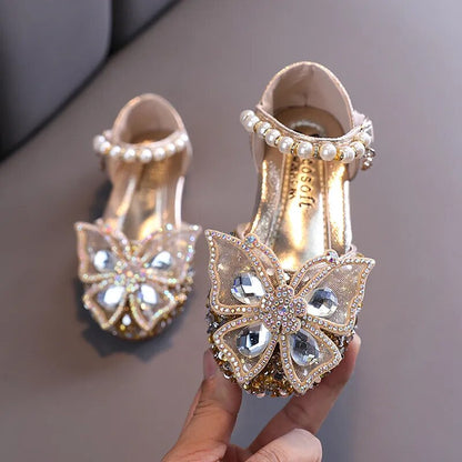 Kids Girls Sequin Lace Bow Shoes