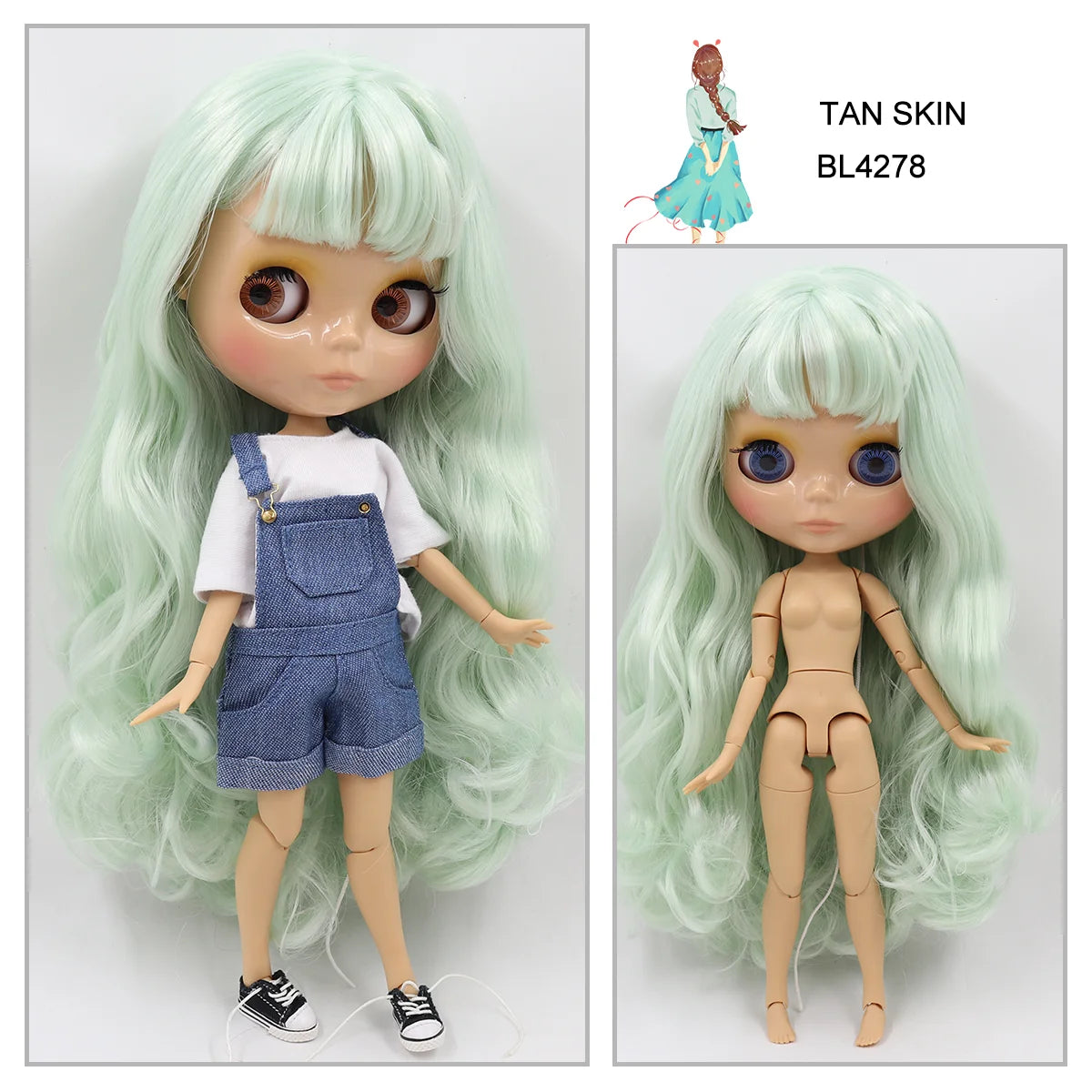 1/6 BJD Tan Skin Jointed Doll 30cm