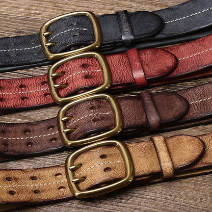 Ceinture de jean rétro en cuir de vache