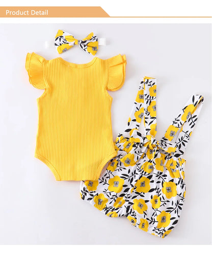 Adorable Baby Girl's Floral Sleeve Outfit Set