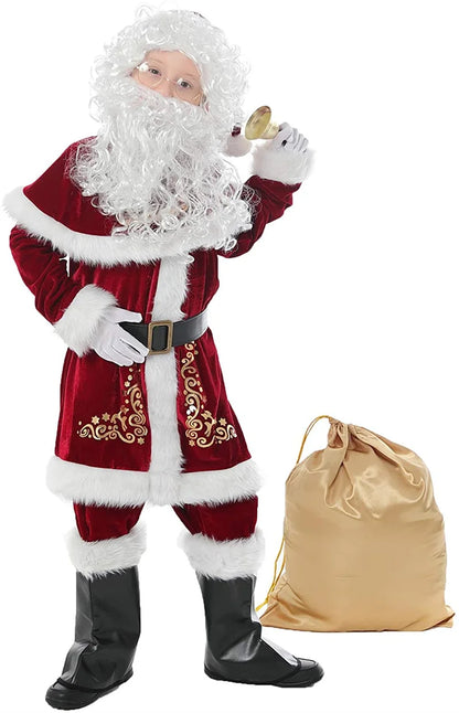 Deluxe Santa Claus Costume Set - 8-Piece Adult Christmas Outfit