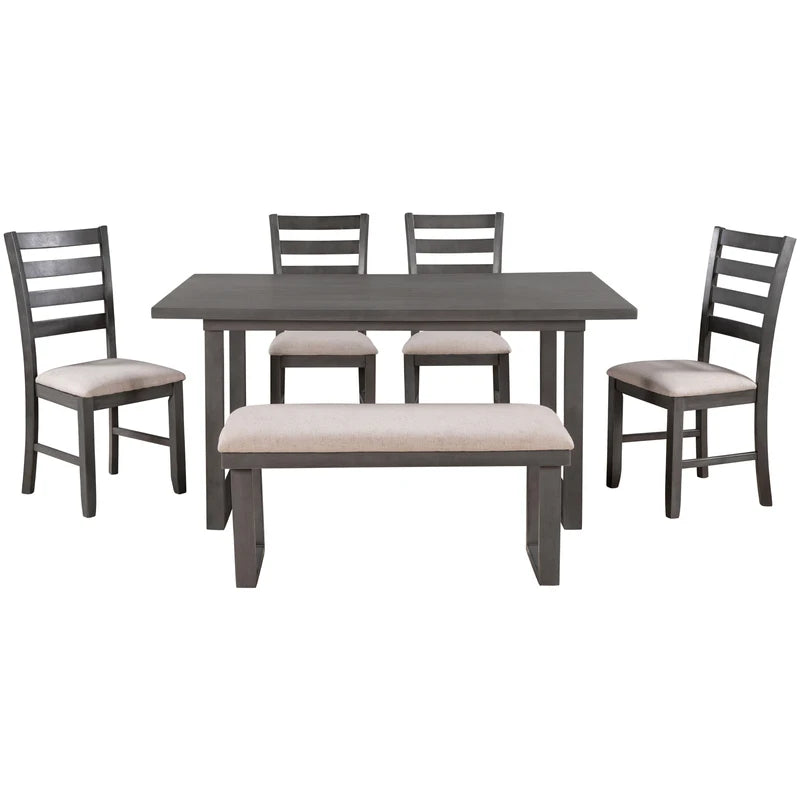 Solid Wood Table & 4 Fabric Chairs