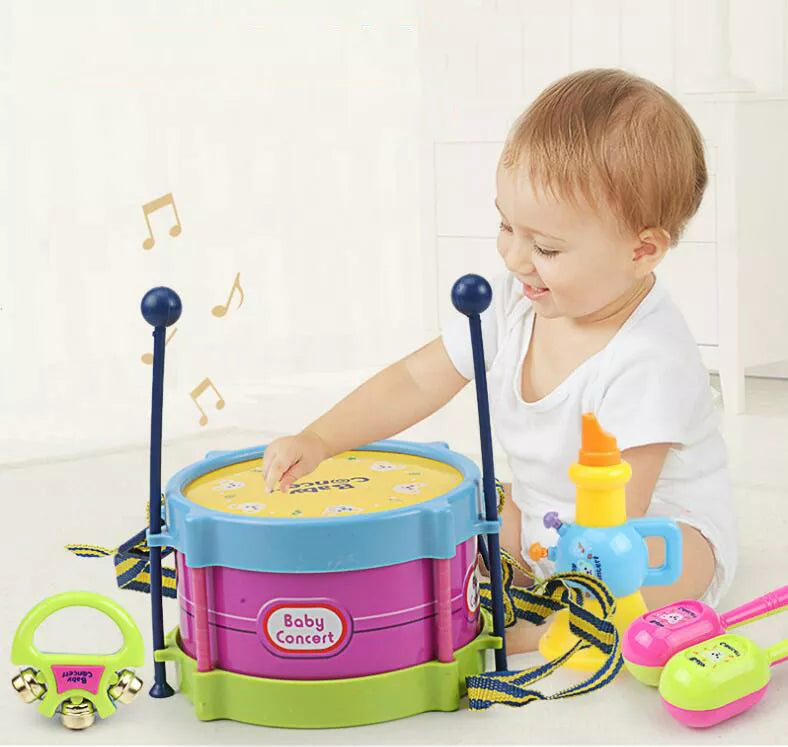 5-teiliges/4-teiliges Schlagzeug-, Trompeten- und Percussion-Set für Kinder