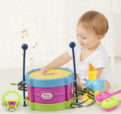 Kids' 5Pcs/4Pcs Drum Trumpet Music Percussion Kit