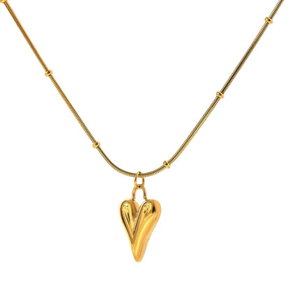 Waterproof 18K Gold Stainless Steel Heart Pendant Necklace