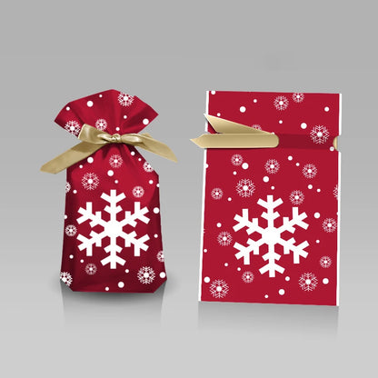 Santa Gift Bag with Snowflake Drawstring for Christmas