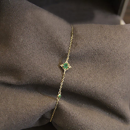 Retro Green Zircon Chain Bracelet