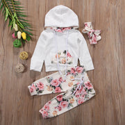 Autumn Baby Girl 3PCS Hooded Outfit