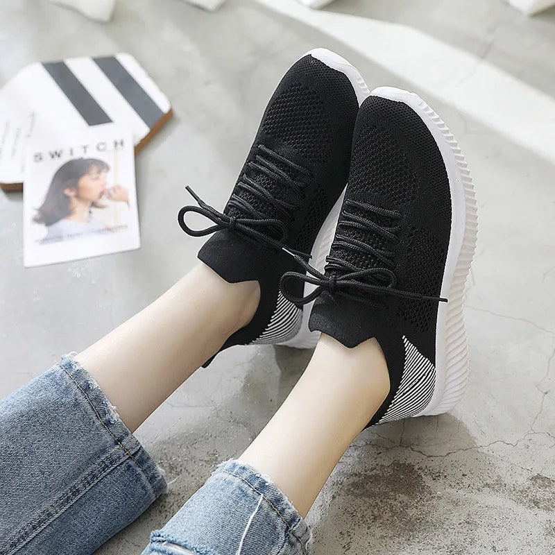 White Breathable Mesh Sports Sneakers for Women