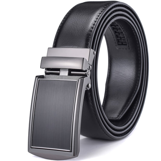Ceinture à cliquet en cuir pour hommes avec boucle automatique, robe réglable de 3.5CM de large
