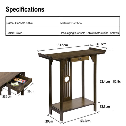 Table console rustique de 32 po pour entrée et salon