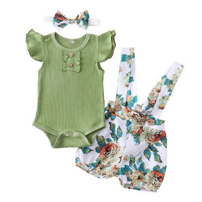 Adorable Baby Girl's Floral Sleeve Outfit Set