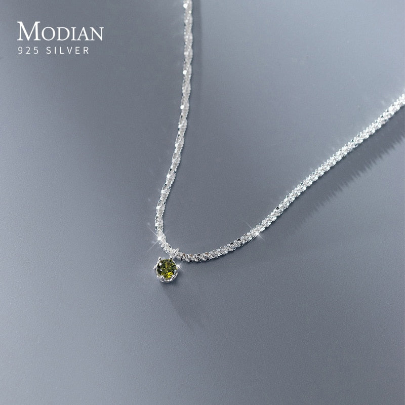 Sparkling Green CZ Silver Choker