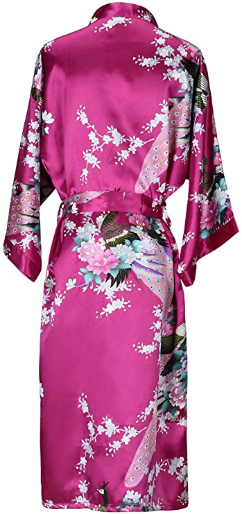 Floral Satin Bridal Kimono Robe
