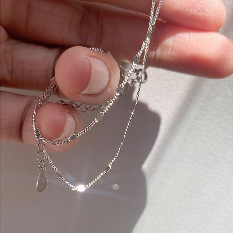 Sparkling Silver Disc Necklace