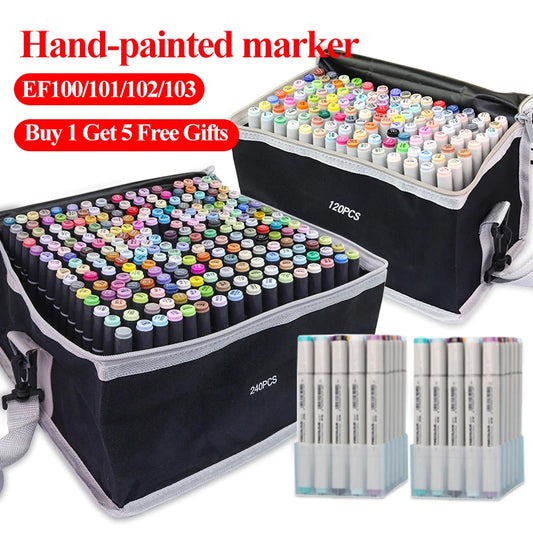 Dual Tip Alcohol-Based Skin Tone Marker Pen Set - 24 Colors