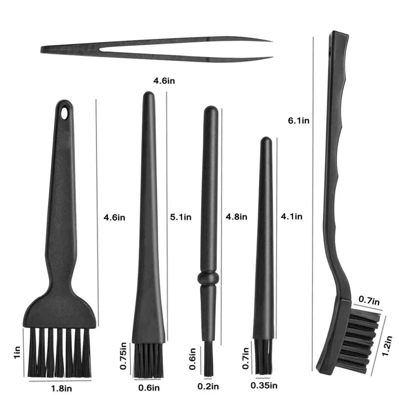 6-in-1 Black Keyboard Cleaning Brush Kit -  Anti-static Laptop Cleaner