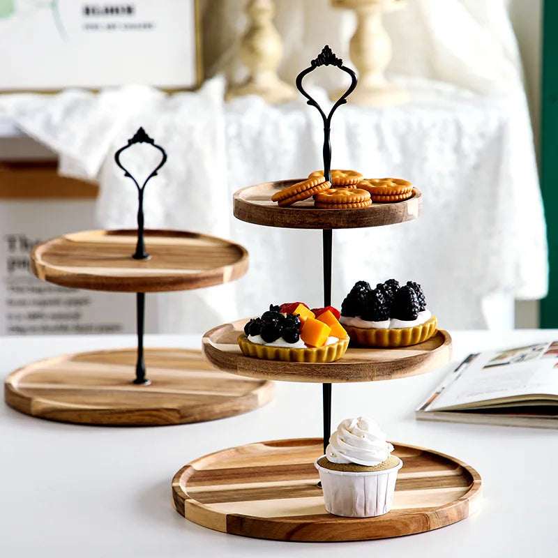 Doppelschichtiges Cupcake-Ausstellungstablett aus Holz