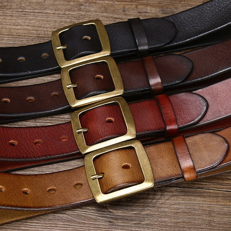 Retro Cowhide Leather Belt - 3.8cm Width