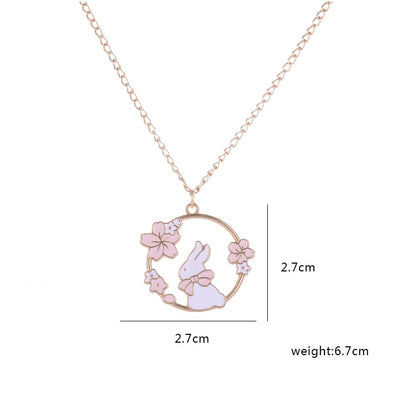 Sakura-Häschen-Katzen-Halskette – Rosa