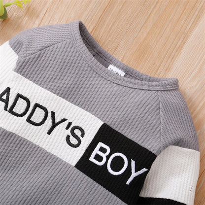 Cozy Knit Waffle Letter Baby Boy Clothes